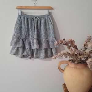 Sienna Sky Ruffle Mini Skirt Small Animal Print Sz S Coquette Festival